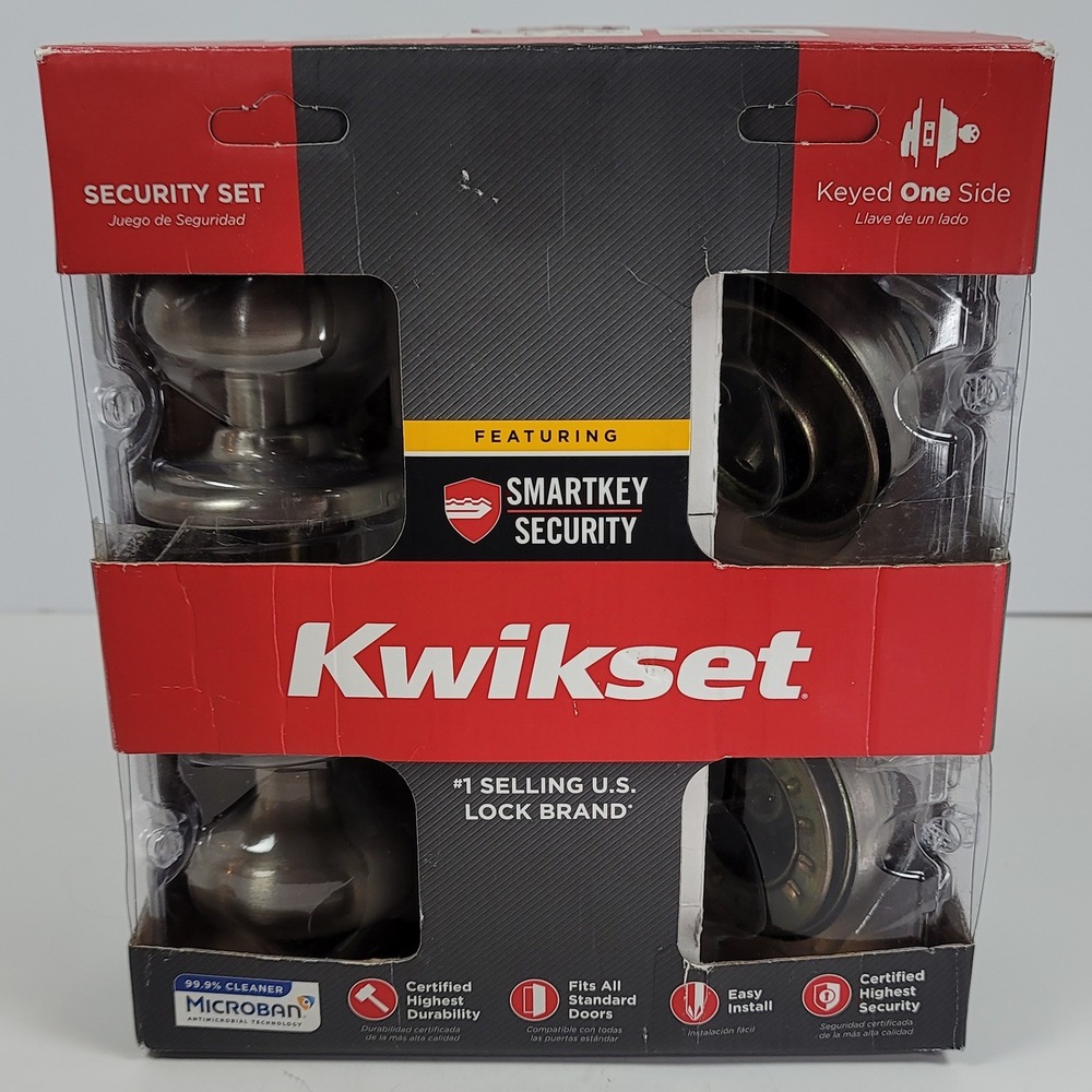 Kwikset SmartKey Security Set Keyed Entry Knob Deadbolt Satin Nickel 991J 15 SMT